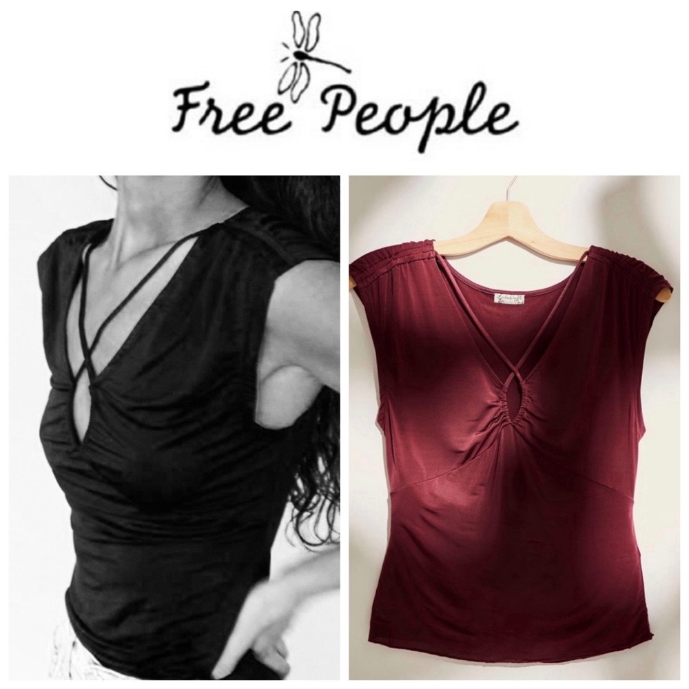 FREE PEOPLE Intimately Acai Silky Stretch Strappy Baby Tee XS NWT